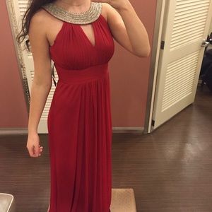 Red, long elegant dress